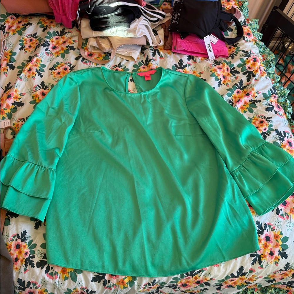 Lilly Pulitzer Ruffle-Sleeve Blouse